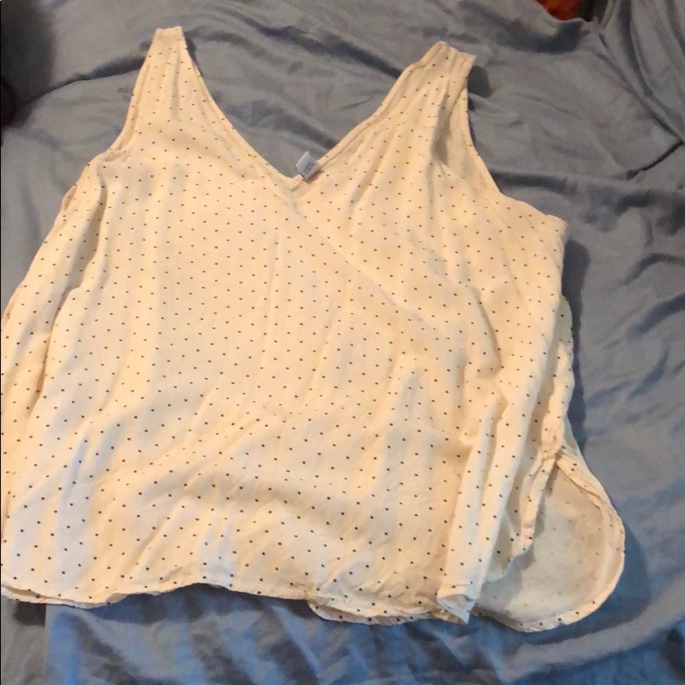 White tank with black polka dots